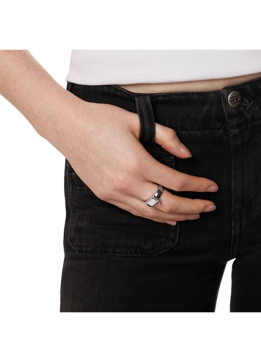 Diesel D Logo ring van zilver DL1365040 - detail 2 zilver