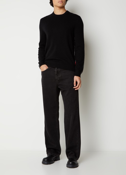 Diesel D-macro straight leg jeans met gekleurde wassing - voorkant 3 zwart