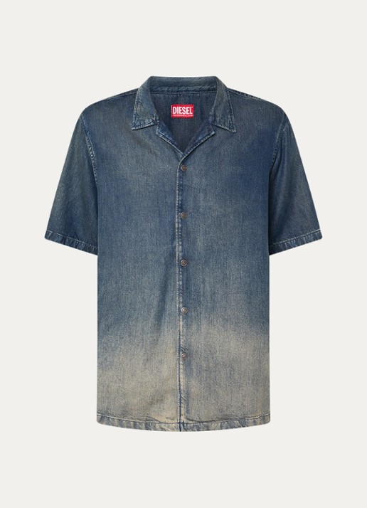 Diesel D-Nabil regular fit overhemd  met verwassen afwerking - voorkant 2 indigo