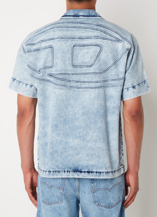 Diesel D-Nabil-S overhemd van denim met backprint - detail 3 lichtblauw