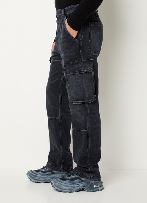 Diesel D-Uty straight fit cargobroek van denim met steekzakken - detail 5 antraciet