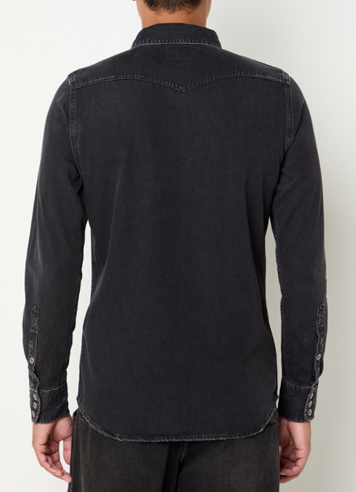 Diesel D-Vega regular fit overhemd van chambray - achterkant 4 antraciet