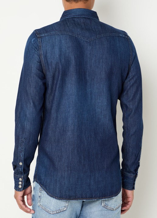 Diesel D-Vega regular fit overhemd van denim - achterkant 3 indigo