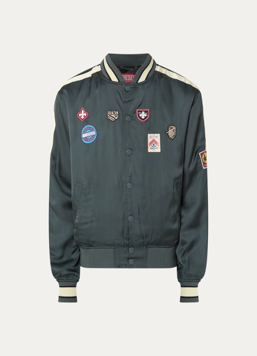 Diesel J-Annu baseball jack met print - voorkant 3 bronsgroen