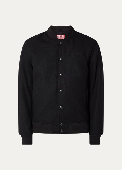 Diesel J-Arry baseball jack in wolblend - voorkant 2 zwart