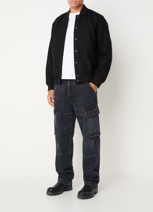 Diesel J-Arry baseball jack in wolblend - voorkant 3 zwart