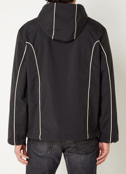 Diesel J-Hives windjack met capuchon en logoborduring - achterkant 3 zwart