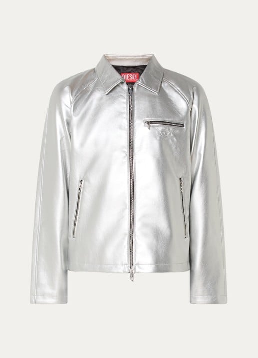 Diesel J-Thome jack met ritszakken en metallic finish - voorkant 3 zilver