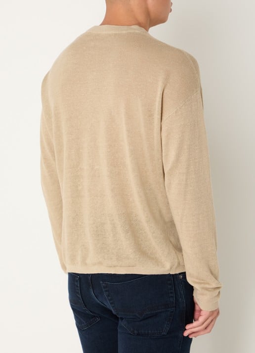 Diesel K-Armins fijngebreide pullover van linnen met print - achterkant beige