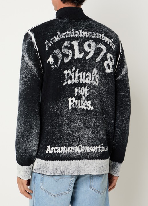 Diesel K-Lauros fijngebreid vest met ingebreide print - achterkant 4 zwart
