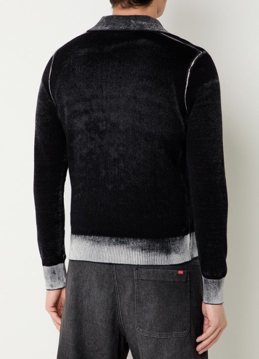 Diesel K-Lorenzo fijngebreide regular fit polo - achterkant zwart