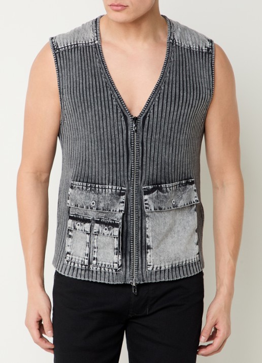 Diesel K-Margie ribgebreide vest met klepzakken
