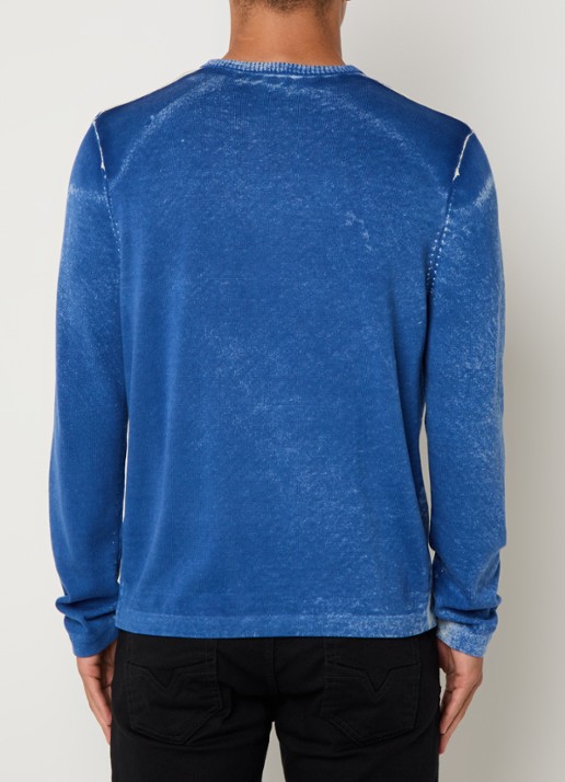 Diesel K-Oliba-V fijngebreide pullover met ingebreide logoprint - achterkant 3 blauw