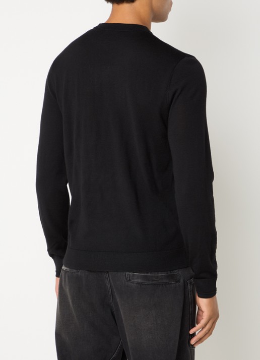 Diesel K-Valiam fijngebreide pullover van wol met logo - achterkant zwart