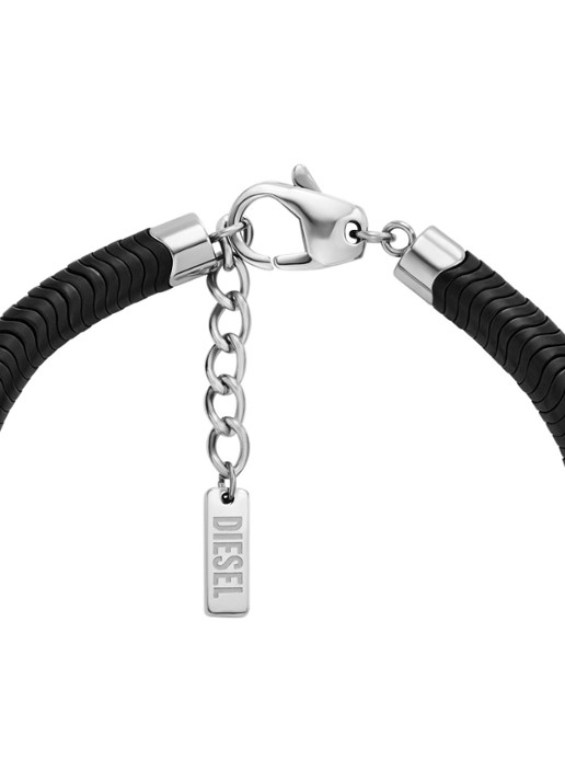 Diesel Kralenarmband met logo DX1574931 - detail zilver