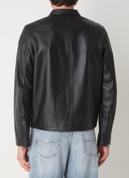 Diesel L-CARVER jack van schapenleer met logo - achterkant 4 zwart