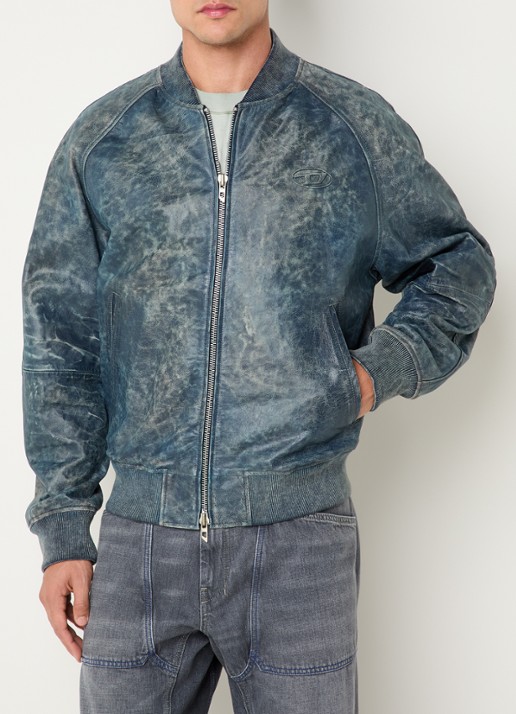 Diesel L-Cobb bomberjack van schapenleer met steekzakken - achterkant 2 donkerblauw