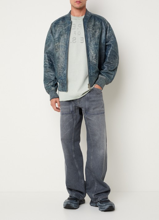 Diesel L-Cobb bomberjack van schapenleer met steekzakken - voorkant 4 donkerblauw
