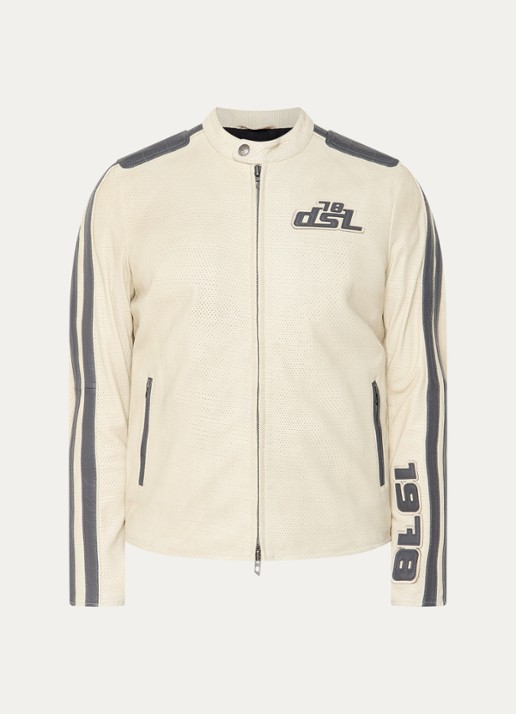 Diesel L-Pop jack van geitenleer met ritszakken - voorkant 4 beige