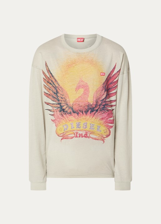 Diesel Longsleeve met print - voorkant 2 lindegroen