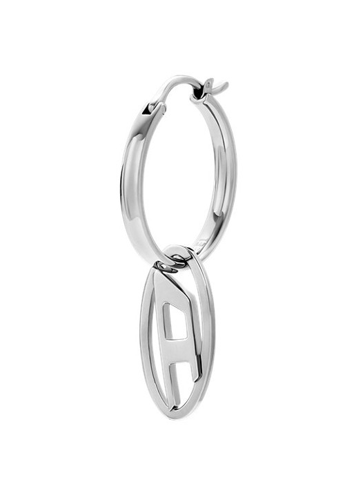 Diesel Oval D enkele oorring met logo DX1601040 - detail zilver