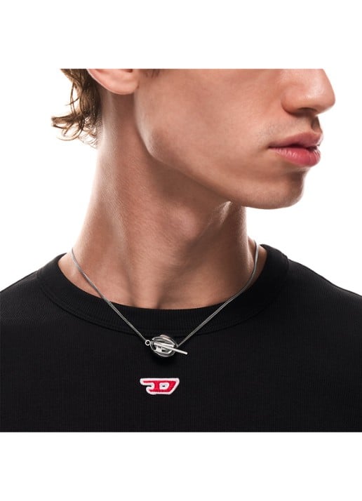 Diesel Oval D ketting DX1716040 - detail 3 zilver