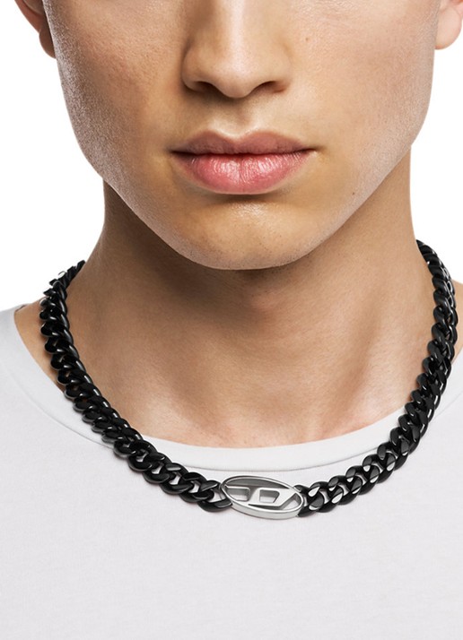 Diesel Oval D ketting met logo DX1610931 - detail 4 zwart