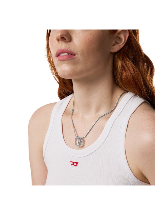 Diesel Oval D Logo ketting DX1644040 - detail 3 zilver