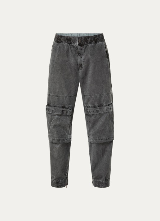 Diesel P-Beeck tapered fit cargobroek met verwassen afwerking - voorkant 2 middengrijs