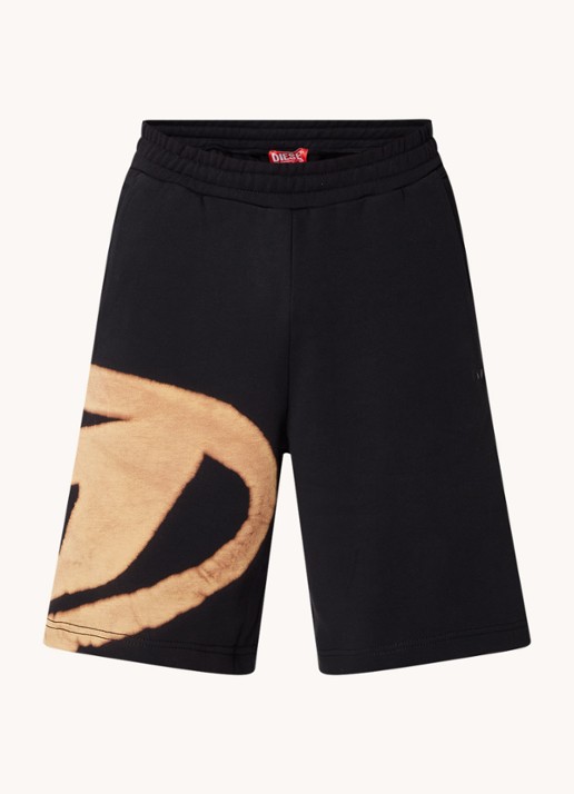 Diesel P-crow loose fit korte joggingbroek met logoprint - voorkant 2 camel
