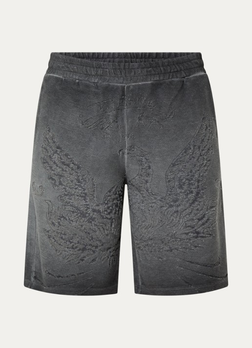 Diesel P-Crowde loose fit korte joggingbroek met print - voorkant 2 donkergrijs