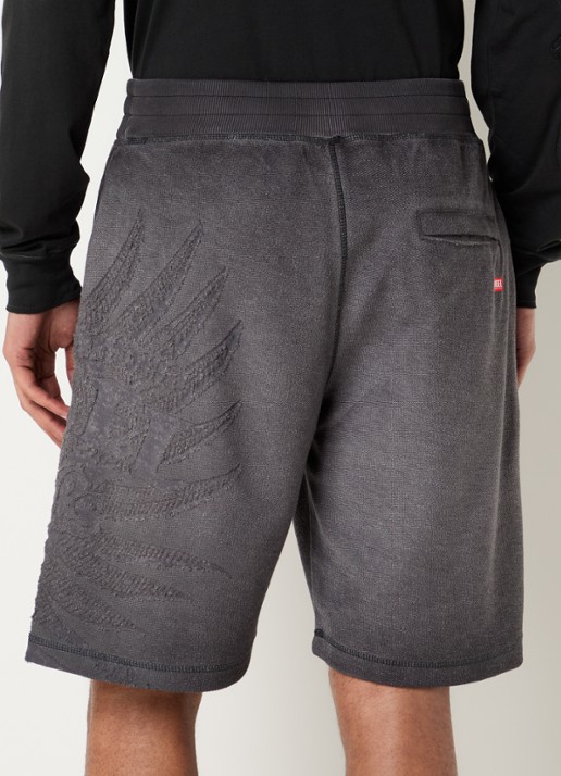 Diesel P-Rawcrow wide fit korte joggingbroek met  - achterkant donkergrijs