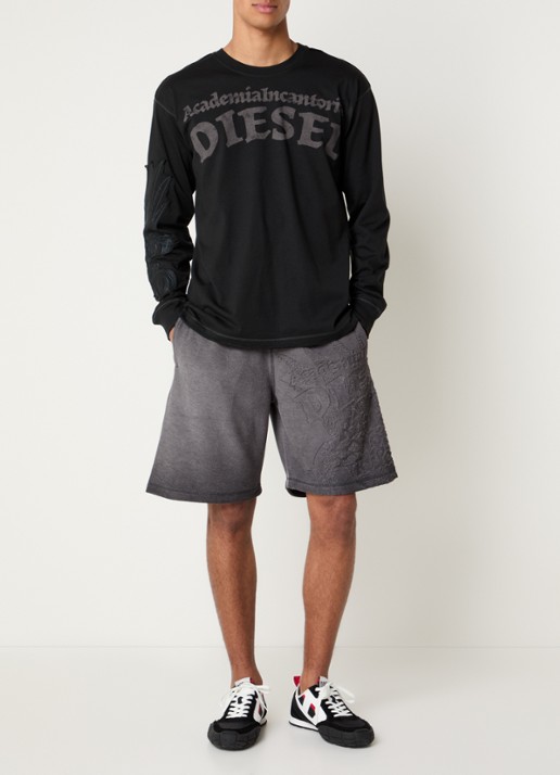 Diesel P-Rawcrow wide fit korte joggingbroek met  - voorkant 3 donkergrijs