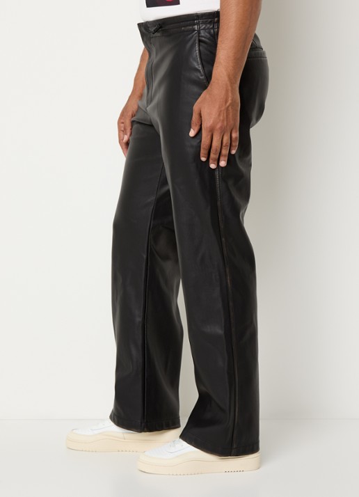 Diesel P-Rivers straight fit broek van imitatieleer - detail 2 zwart