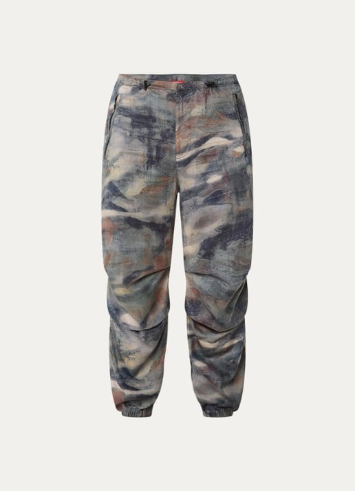 Diesel P-Stitch-Tkbz tapered fit cargobroek met camouflageprint - voorkant 4 donkergrijs