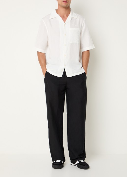 Diesel P-Theck-Pgbs wide fit broek in linnenblend met steekzakken - voorkant 3 zwart