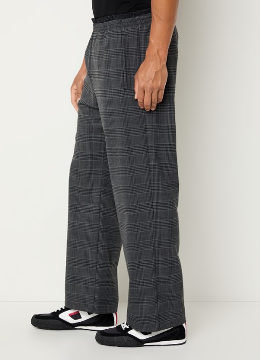 Diesel P-tilson loose fit pantalon in scheerwolblend met ruitdessin - detail 2 antraciet