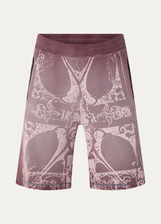 Diesel P-Warky straight fit korte joggingbroek met print en steekzakken - voorkant oudroze