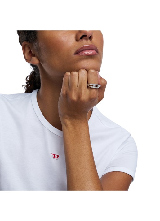 Diesel Ring met logo DX1629040 - detail 4 zilver