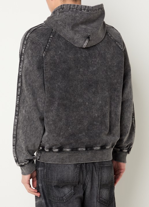 Diesel S-altboxt hoodie met verwassen afwerking - achterkant antraciet