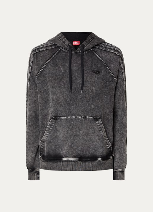 Diesel S-altboxt hoodie met verwassen afwerking - voorkant 2 antraciet