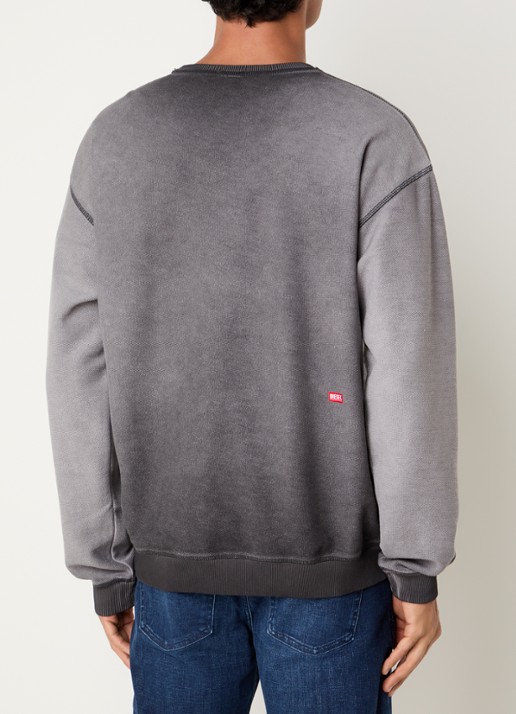 Diesel S-Aron sweater met destroyed afwerking - achterkant 4 antraciet
