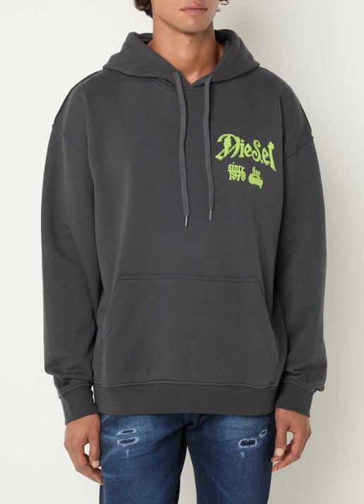 Diesel S-Box-Hood-Aa2 hoodie met logo- en backprint - achterkant 5 donkergrijs