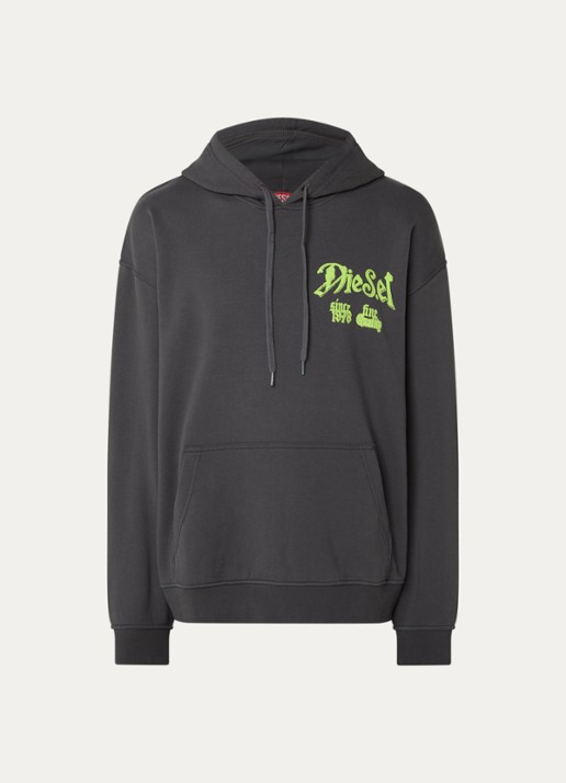 Diesel S-Box-Hood-Aa2 hoodie met logo- en backprint - voorkant donkergrijs