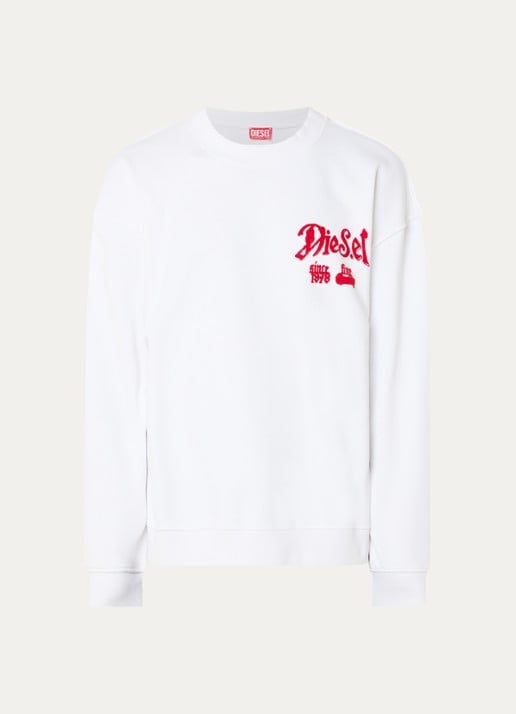 Diesel S-Boxt-AA2 sweater met logo- en backprint - voorkant 3 wit