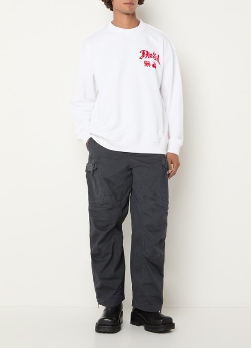 Diesel S-Boxt-AA2 sweater met logo- en backprint - voorkant 4 wit