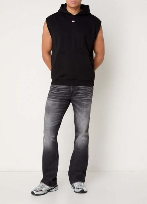 Diesel S-boxt hoodie met logoborduring - voorkant 2 zwart