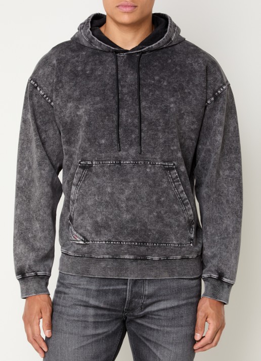 Diesel S-Boxt hoodie met verwassen afwerking - detail antraciet