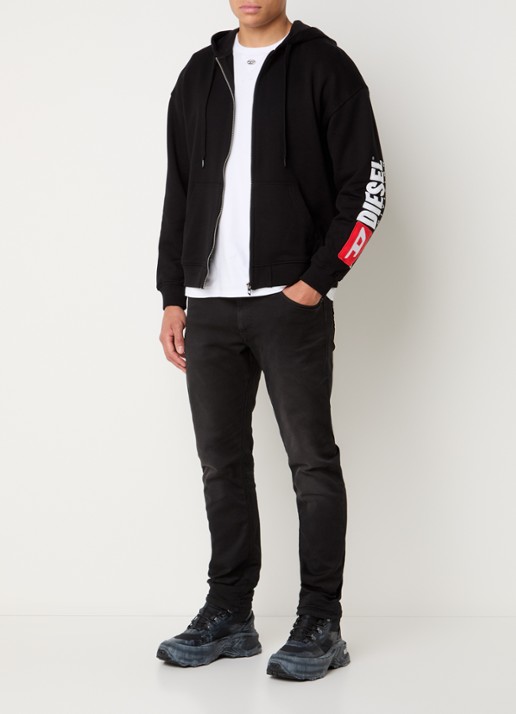 Diesel S-Boxt sweatvest met logoborduring - voorkant 3 zwart