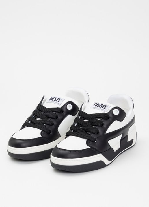 Diesel S-D-Ollie sneaker van leer met logo - detail 3 zwart